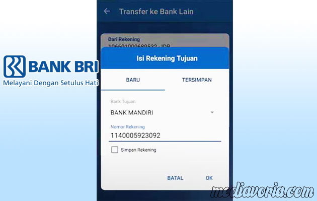 Nomor Rekening Tujuan BRI Ke Mandiri